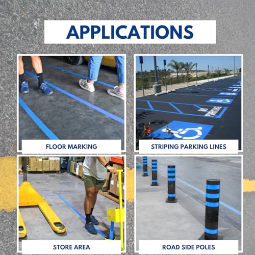 DuraMark RPT-750 Reflective Pavement Marking Tape, Blue, 2 in x 108 ft | Permanent rubber base bonds to asphalt and concrete; glass-bead reflectivity improves low-light visibility. - color: Blue, size: 2 Inch x 108 Ft