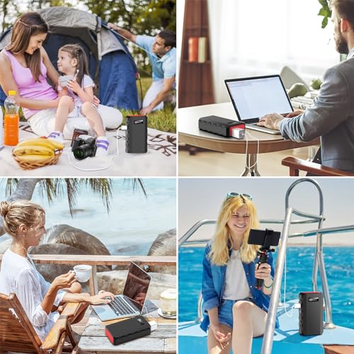 Portable Power Station with AC Outlet 120V, 24000mAh Laptop Charger Bank - color: Black