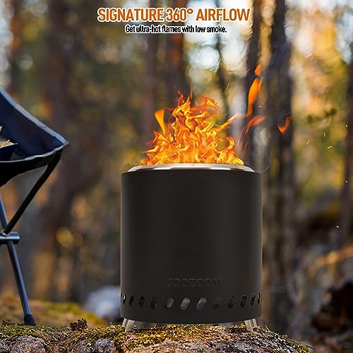 Portable Table Top Fire Pit with Stand, 8.6" Stainless Steel Mini Outdoor Low Smoke Burning Tabletop Firepit Fueled by Pellets or Wood, for Outside Camping Black - color: Black, size: 8.6 Inch