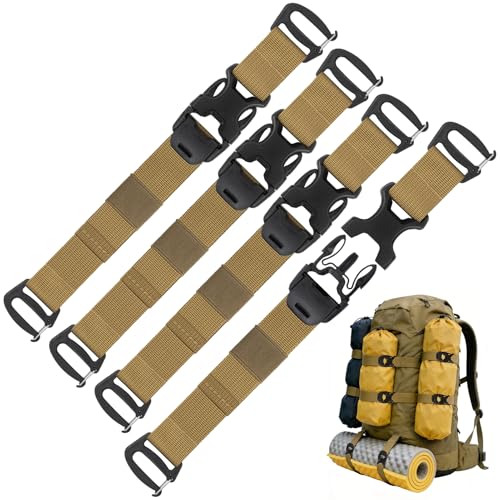 MOLLE Tactical Backpack Straps Rush Tier System Molle Attachment - color: Khaki 4pcs