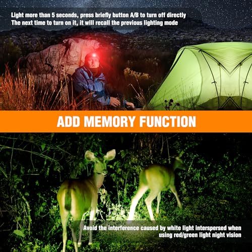 EverBrite 350LM Rechargeable Headlamp with Red White Green Light - color: Green