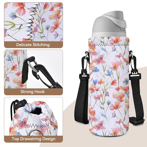 RICHEN Neoprene Water Bottle Carrier Bag with Adjustable Shoulder Strap,Insulated Water Bottle Cover for Stainless Steel/Glass/Plastic Bottles - color: BC-52, size: 750ml