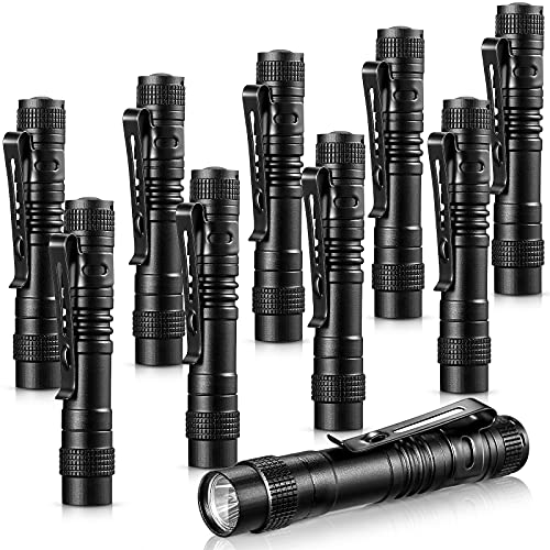 Honoson 10 Pcs Mini Pocket Flashlight LED Aluminum,3.5 Inches | Pen Light Flashlight, Small Aluminum Pocket Flashlight with Clip, Inspection Camping Emergency Diary Lighting - size: 3.5 Inches