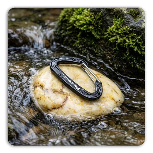 FresKaro 15kN-3372lbs Heavy Duty Wiregate Carabiners, Reliable Time-Tested Stainless Steel Spring Gate, for Camping, Hiking, Hammocks, Backpacking, Dog Leash etc., 3.15inch - color: Black-4pcs