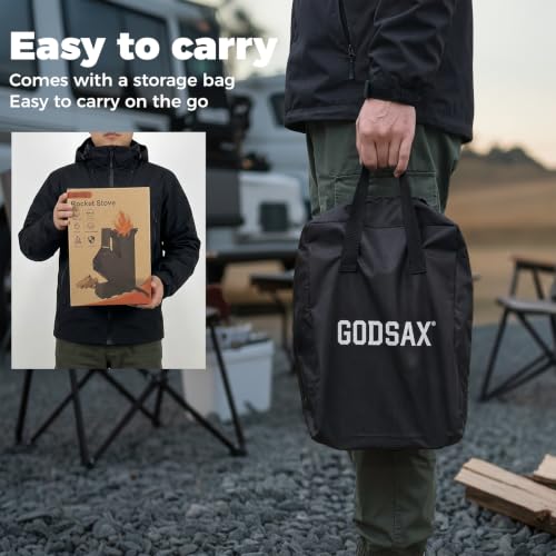 Rocket Stove Portable Wood-Burning Camping Stove with Storage Bag