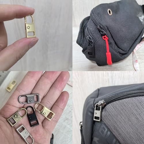 Urmspst Zipper Pull Replacement (Upgraded), 8 Pcs Detachable Zipper Pull Tabs for Boots Purse Coat Luggage Clothing Jackets Backpacks (4 Color Black, Silver, Gold, Brilliant Black) - style: A 8PCS Black, Gold, Silver, Bright black