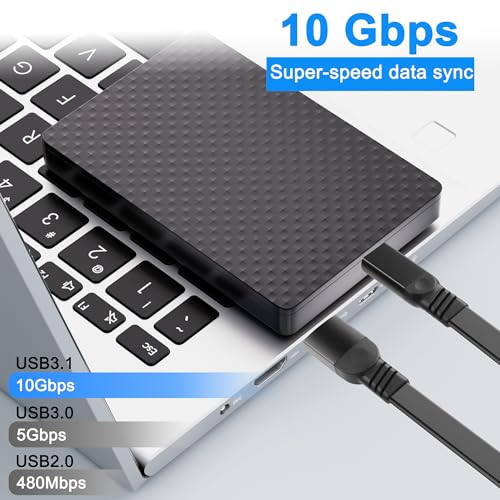 2PCS Short USB A to USB C Cable Flat Type C Cable 3A Fast Charging USB Type C Charging Short Cord for Power Bank,iPad Pro,iPhone 15/16,CarPlay 0.65FT/0.2M