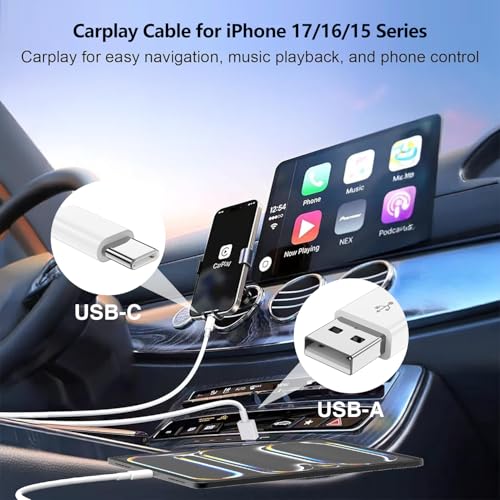 4 Pack 3/3/6/6FT 60W USB C to USB C Cable & USBA to USBC Fast Charging Cord | Car Carplay USB C Charge Cable for iPhone 17 16 15 Pro Max, Type C Cable for Samsung S26/S25, MacBook Pro/Air, iPad - White - color: White, size: 3ft+3ft+6ft+6ft