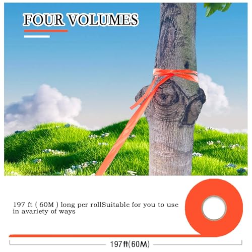 4 Pcs Orange Flagging Tape, 0.78" x788' Non-Adhesive Marking Tape | Plastic Ribbon Neon Tapes for Boundaries and Hazardous Areas, Tree Marking, Hunting, Trail Marking - color: 4PCS,Orange
