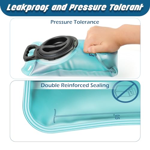 FRTKK 2L/3L Hydration Bladder, Leak Proof Water Bladder for Hydration Pack, BPA Free Wide Opening Ergonomic Shape Water Reservoir for Running Hiking Cycling Camping - color: Blue - 3L