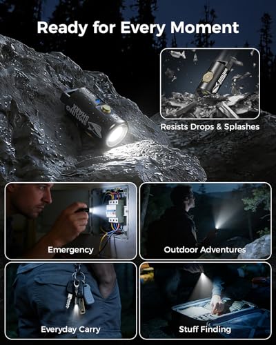 Smiling Shark Mini EDC Flashlight Ultra Bright Keychain Light Pocket-Sized | Keychain Flashlight Multi-Mode Aluminum Alloy & Compact Light with Water-Resistant & Drop-Proof for Home, Outdoors, Camping