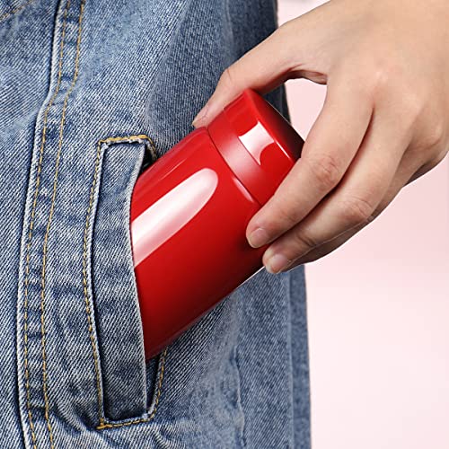 10oz Mini Water Bottle Stainless Steel Thermos Small Flask - Insulated Vacuum, Leak Proof, Keeps Drinks Hot/Cold - Ideal for Coffee, Tea, Water - Red - color: Red, size: 9.5 Ounces