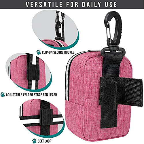 PetAmi Dog Poop Bag Holder for Leash, Waste Bag Dispenser Pet Pouch, Pink - color: Pink