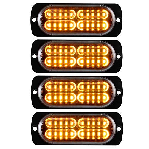 12-24V 20-LED Super Bright Emergency Strobe Warning Caution Hazard Construction Waterproof Flashing Strobe LED Light Bar Surface Mount for Car Truck SUV Van (Amber) - color: Amber