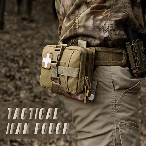 LIVANS Rip Away IFAK Medical Pouch for MOLLE Gear | Small Tactical First Aid Bag with Quick Release Panel, 1000D Nylon & Organizer - color: Khaki