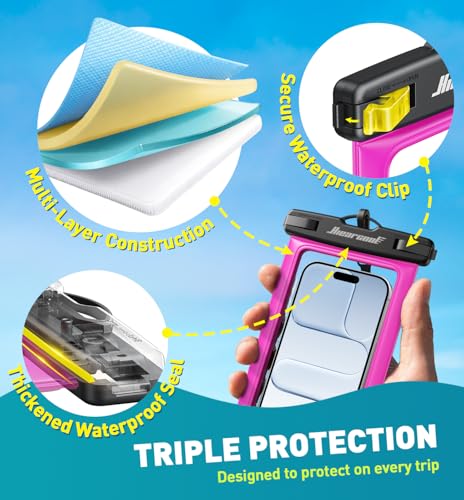 Hiearcool Waterproof Phone Pouch, Waterproof Phone Case, Bright Red 2-Pack | Durable multilayer IPX8 protection; touchscreen access and fit up to 8.9 inches; cruise essentials 2026 for beach and pool - color: 2Bright Red
