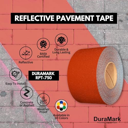 DuraMark RPT-750 Reflective Pavement Marking Tape, Red, 4 in x 36 ft Roll - color: Red, size: 4 Inch x 36 Ft