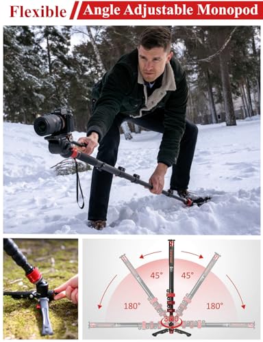 IFOOTAGE Cobra 3 C180F Carbon Fiber Video Monopod 71" | Travel Monopod with Base, Professional Video Monopod with Tripod Base, Max Load 10KG - size: C180F (Carbon)