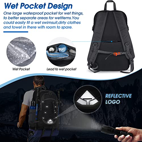 IGOLUMON Hiking Backpack 40L Packable Lightweight Camping Daypack Men Women | Multi-compartment storage Water-resistant Foldable Nylon Material Hiking Day pack for Camping Cycling Outdoor - color: Black