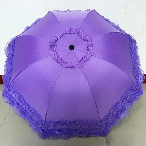 Honeystore Princess Lace Ultraviolet-Proof Folding Umbrella Anti-uv Dome Parasol - color: Style1 Purple