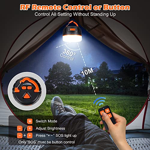 Sinvitron LED Camping Lantern Rechargeable with Remote Control - 1000LM 150H Runtime Tent Light, 5200mAh Water-Resistant Emergency Light for Hurricane Power Outages, Hiking Home - style: 1Pack Black&Org