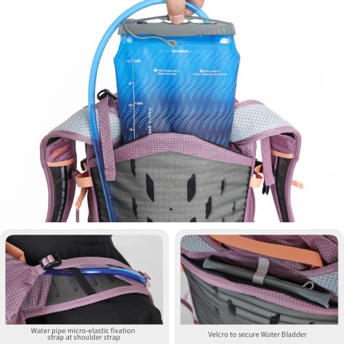 IX INOXTO Hiking Hydration Backpack with 2L/3L Water Bladder for Women and Men18L/25L Water Backpack for Hiking, Cycling, Climbing, Camping - style: Purple-3L Water Bladder