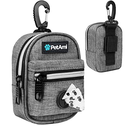 PetAmi Dog Poop Bag Holder for Leash, Waste Bag Dispenser Pet Pouch, Grey - color: Heather Gray