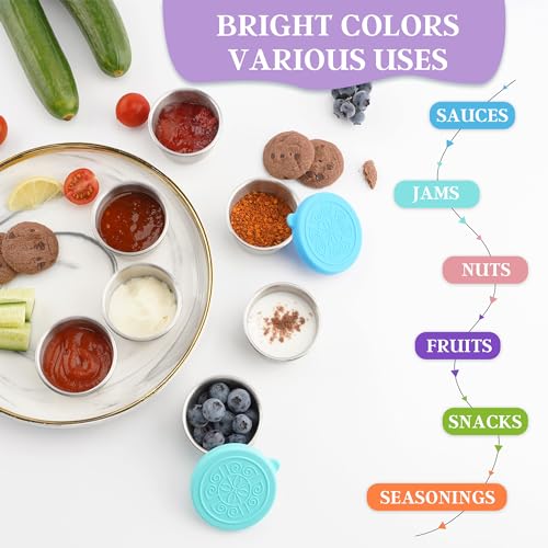 Qukaka 6x1.6 Oz Salad Dressing Containers with Lids - color: Rainbow, size: 1.6 oz Round