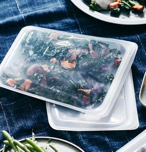 Stasher Reusable Half Gallon Silicone Food Storage Bag, Clear, 64 oz | Food-Safe Silicone, Freezer, Sous Vide, Microwave, Dishwasher, Oven Safe, Meal Prep, Bulk Storage, BPA-Free, Eco-Friendly - color: Clear