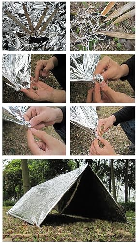 Emergency Myla Thermal Blanket Space Blanket Foil Blanket Pack of 50 | (82" x 63") Aluminized Polyethylene Mylar Reflective Blankets Perfect for Outdoors, Hiking, Survival, Marathons or First Aid - color: Silver (50 Pack)