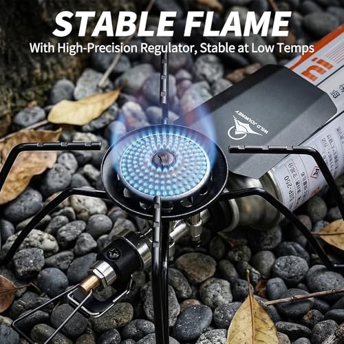 Ultralight Portable 9900 BTU/hr Backpacking Stove Camping Spider Stove, Folding Windproof Butane/Propane Burner, with Carrying Case, 0.77 lbs, for Outdoor Cooking and Emergency Use