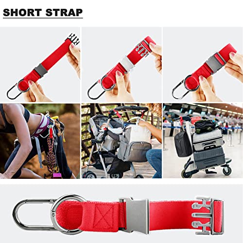 Elastic Jacket Gripper Travel Strap with D-Ring Hooks and Buckle, Suitcase Straps Belts Travel Accessories, Makes Your Hands Free - color: Red