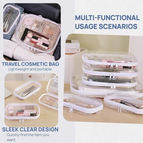 3PCS Clear Hard Plastic Zipper Case, Double Zippers Hard Pouch, Portable Travel Organizer Bin Clear Makeup Bag for Toy Storage, Snack Bag, Cosmetics, Diaper Bag, Toiletry Bag (1L+1M+1S) - color: 1L+1M+1S