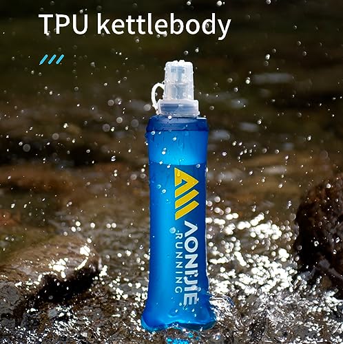 AONIJIE TPU Soft Flask Water Bottle Collapsible Running Flask for Hydration Pack, BPA Free, Wide Opening, for Outdoor Sports Hydration - color: C#250ml - 2Pcs