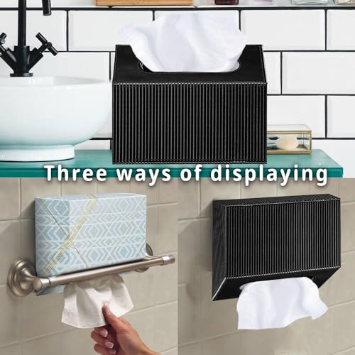 Hand Towel Box Cover Holder,PU Leather Hand Towel Case Compatible with Kleenex Disposable Paper Hand Towels, Black - color: Black