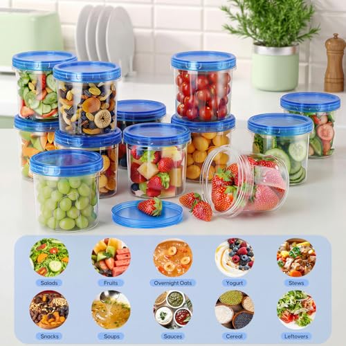 [12 Pack-24 Oz] Freezer Storage Containers Set, Small Plastic Containers with Twist Top Lids, Reusable Soup Containers for Meal Prep, Lunch, Leftovers - color: 12P-24 OZ