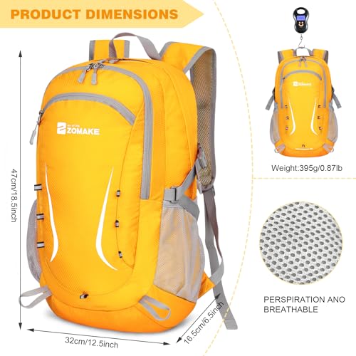 ZOMAKE Lightweight Packable Backpack 35L, Foldable Backpacks Water Resistant Collapsible Light Daypack for Hiking(Yellow) | Light Hiking Backpacks Water Resistant Collapsible Day Pack for Travel, Everyday Carry, Multi-Pocket Layout, Heavy Duty Nylon - col