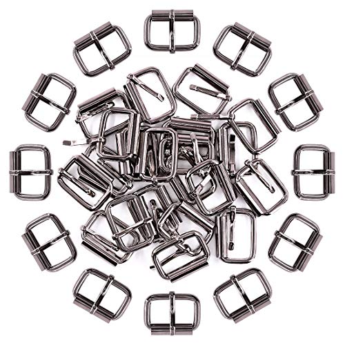 Swpeet 60Pcs 1 Inch / 25mm Heavy Duty Metal Ring Buckle Webbing Belts - color: Gun-black, style: Metal Roller Buckles