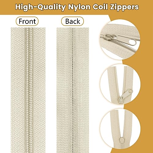 DOITEM 3 mm Nylon Endless Zipper Set with Slider - 14 Meter, 12.5 Yard, 5 Colors - color: 3# Black Brown Gray