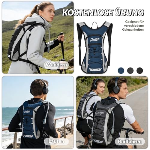 Runlight Running Vest,Lightweight Adjustable Chest Pack with Pistol Holster, Pack with 1.5L Water Bladder, Reflective Running Hydration Vest - color: W230-Blue