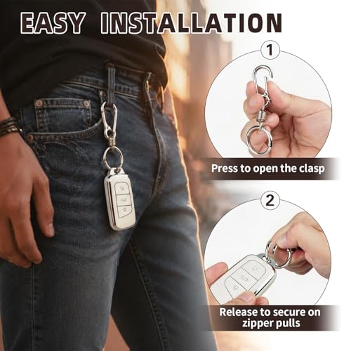 Zipper Clips Anti Theft, 6 Pcs Zipper Locks for Backpacks, Double Opening Antitheft Spring Carabiner Clasps for Travel Purse Luggage Suitcase Handbags Keys(Silver) - color: Silver