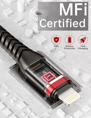 iPhone Charging Cord [Apple MFi Certified] USB Lightning Cable 3FT, 3Pack | Durable Nylon Braided Heavy Duty Fast iPhone Charger for iPhone 14 13 12 11 SE X XS XR 8 7 6 6s 5, iPad Pro, Air, mini - Red - color: Red, size: 3FT, style: USB A to Lightning