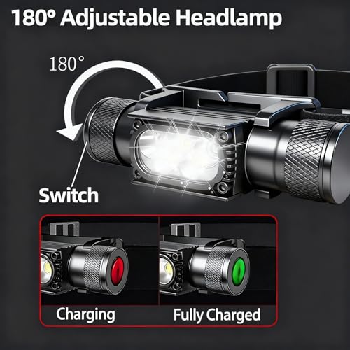 Rechargeable LED Headlamp - 1600 Lumens, USB-C, Utra Durable, Shockproof and Waterproof, Survives 3M Drops, Submersible and Impact-Resistant, Perfect for Camping, Heavy-Duty Work, and Adventure - size: H35pro