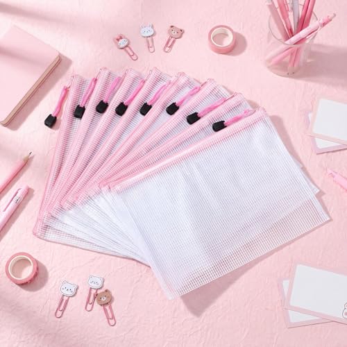 Jetec 32 Pcs Mesh Zipper Bags Bikini Organizer,Pink,9 x 7 Inch - color: Pink, size: 9 x 7 Inch