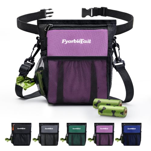 Dog Treat Pouch, 4 Cup Training Bag, Magnetic Closure, 3 Way Wear, Purple - color: Purple