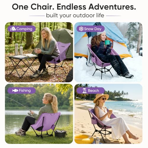 Purple Ultralight Camping Chair for Adults, 350 lb Capacity - color: Purple
