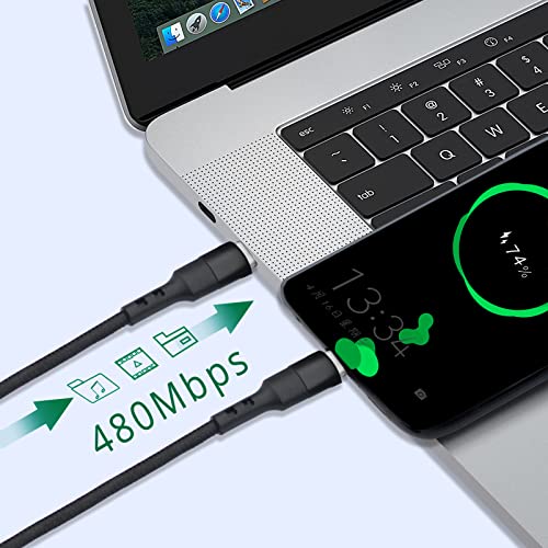 Short USB C to USB C Cable 1FT, 3 Packs, 60W PD Fast Charging | 12 inch Type C Charger Cord, 20V 3A USB 2.0 Data Transfer, Flexible Compatible for Dock Station, Galaxy, Pixel, MacBook