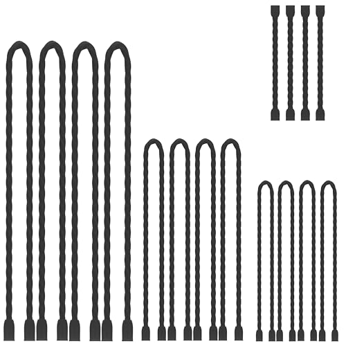 16Pcs 3-24inch Silicone Cable Ties Reusable Steel-Core Silicone Twist Cable Tie Straps for Bundling and Organizing Colorful Bendable Holder Strap for Indoor and Out All Purpose, Black - color: Black, size: 3-24 Inch