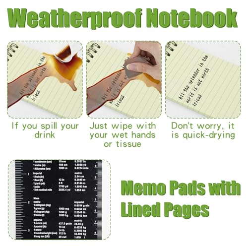 Waterproof Pocket Notebooks with Pens, 3x5 Mini Notepad All Weather Top-Spiral Memo Police Notebook Steno Note Pads for Outdoor Office School (3, Black) - color: Black