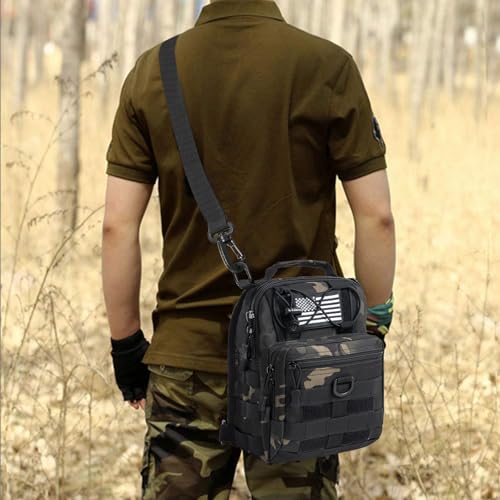 GMAK Tactical Sling Bag for Men, Tactical Camo Shoulder Bag Military Bags - color: Black Camo